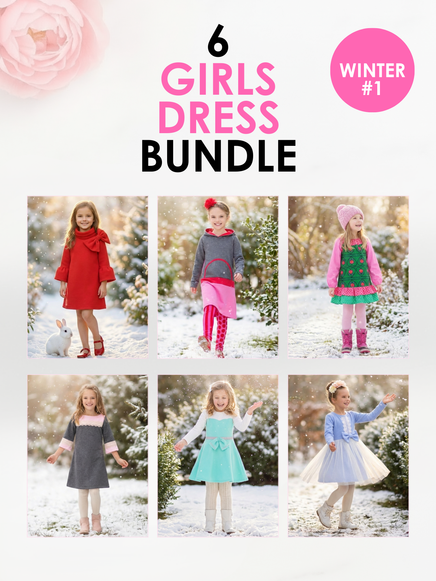 6 Girls Dress Sewing Pattern Bundle (WINTER #1) 6 Girls Dress Sewing Pattern Bundle (WINTER #1)