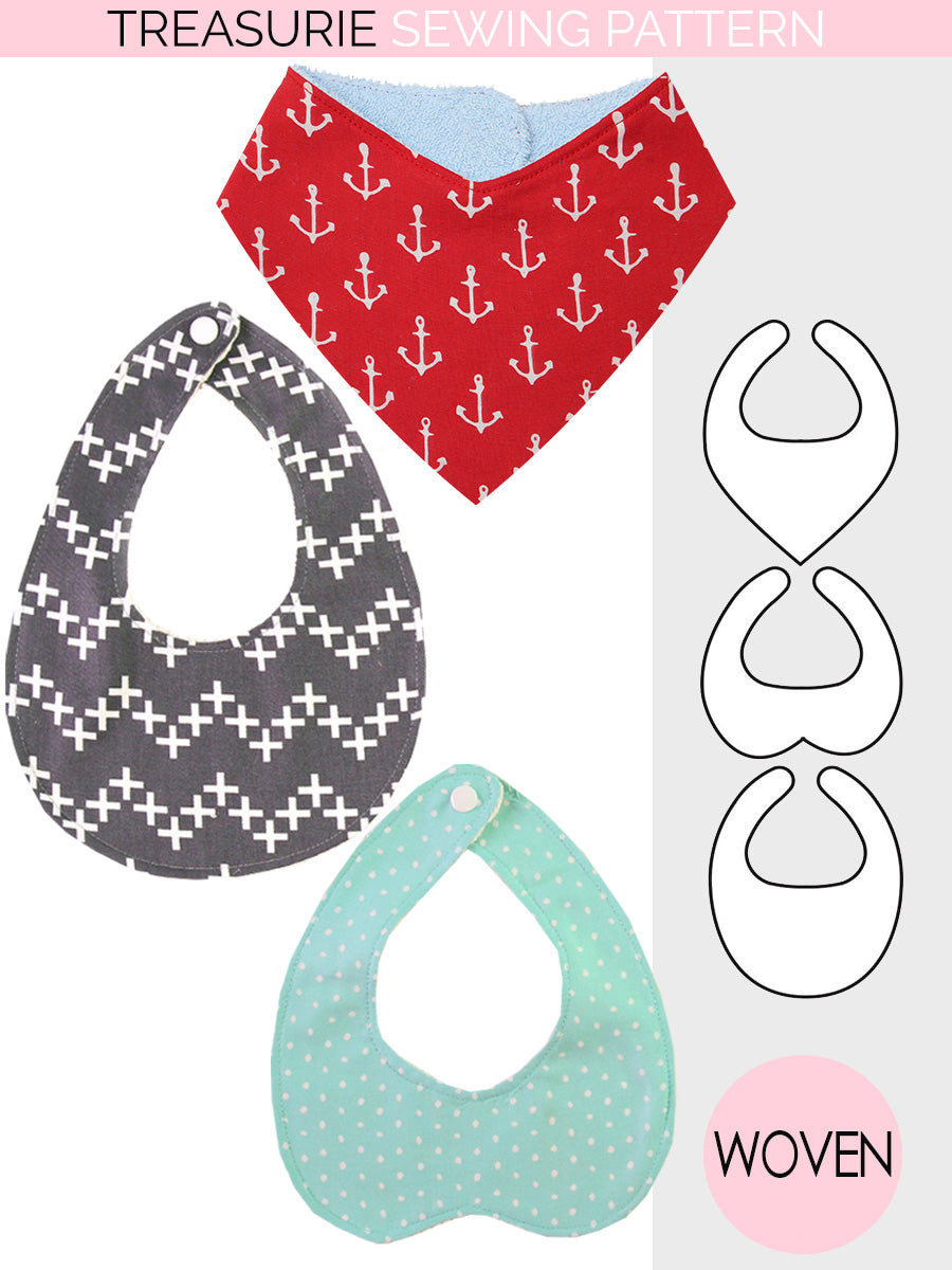 BIB1) Baby Bib Pattern, Bandana Bib (0-24M) – TREASURIE bib1-baby-bib-pattern-bandana-bib-0-24m-treasurie