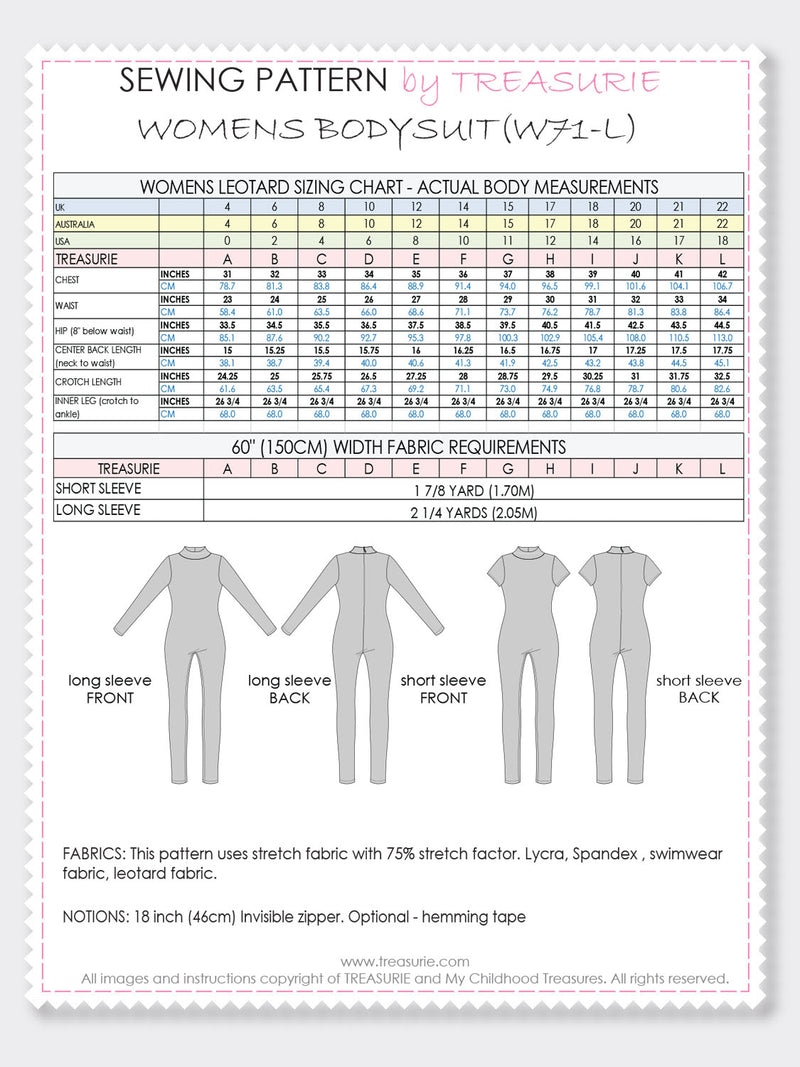 Bodysuit Pattern - WOMENS - (W71-L)