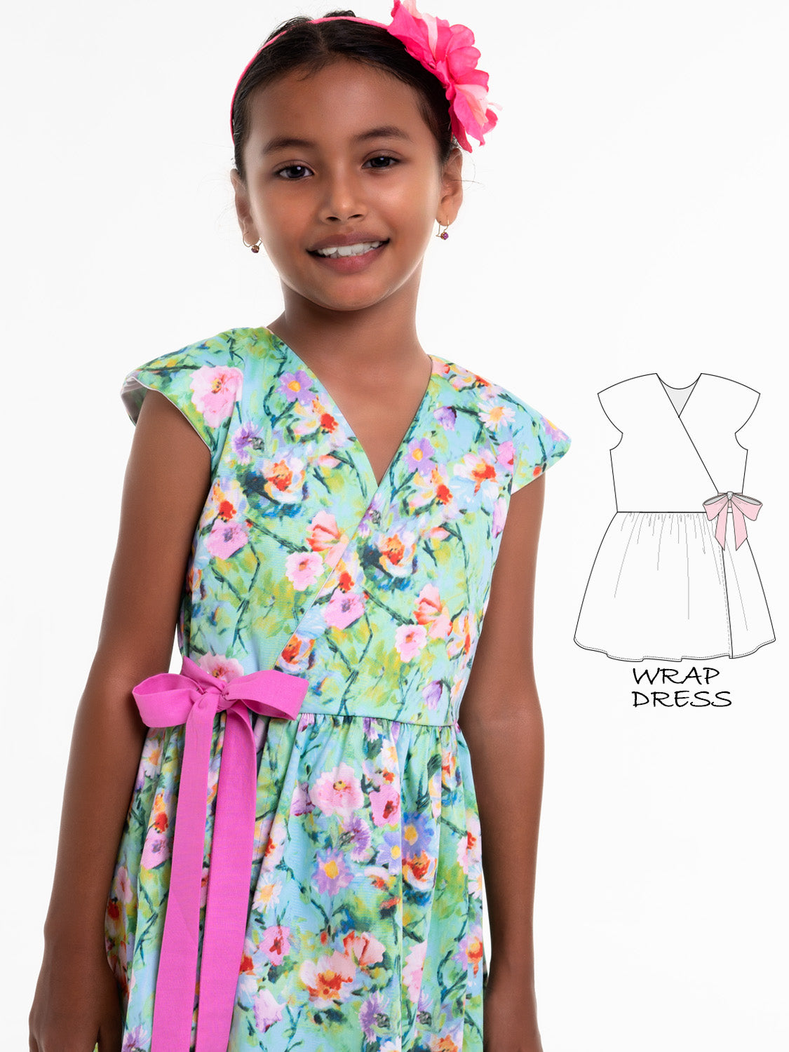 Tessa Girls Wrap Dress Sewing Pattern TREASURIE Tessa Girls Wrap Dress Sewing Pattern TREASURIE