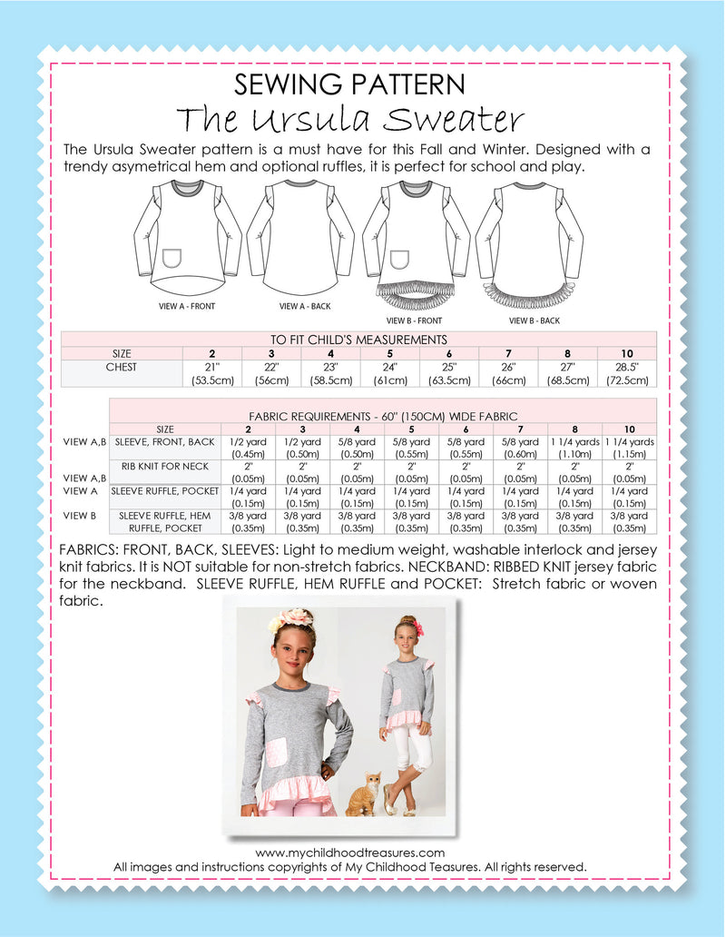 URSULA - Girls Sweater Sewing Pattern