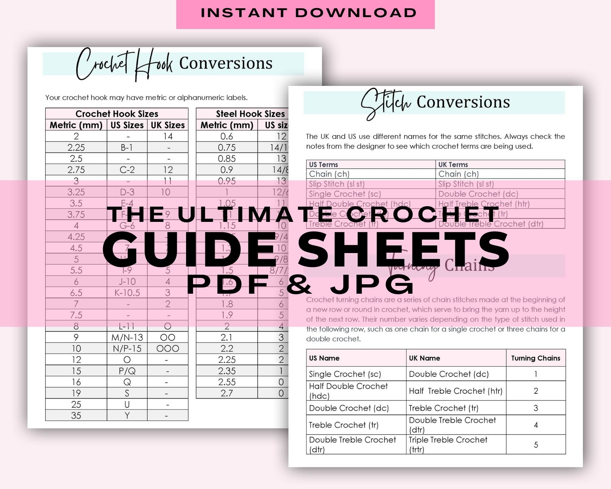 Crochet Reference Sheets