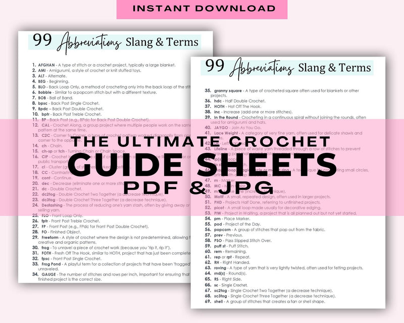 Crochet Reference Sheets