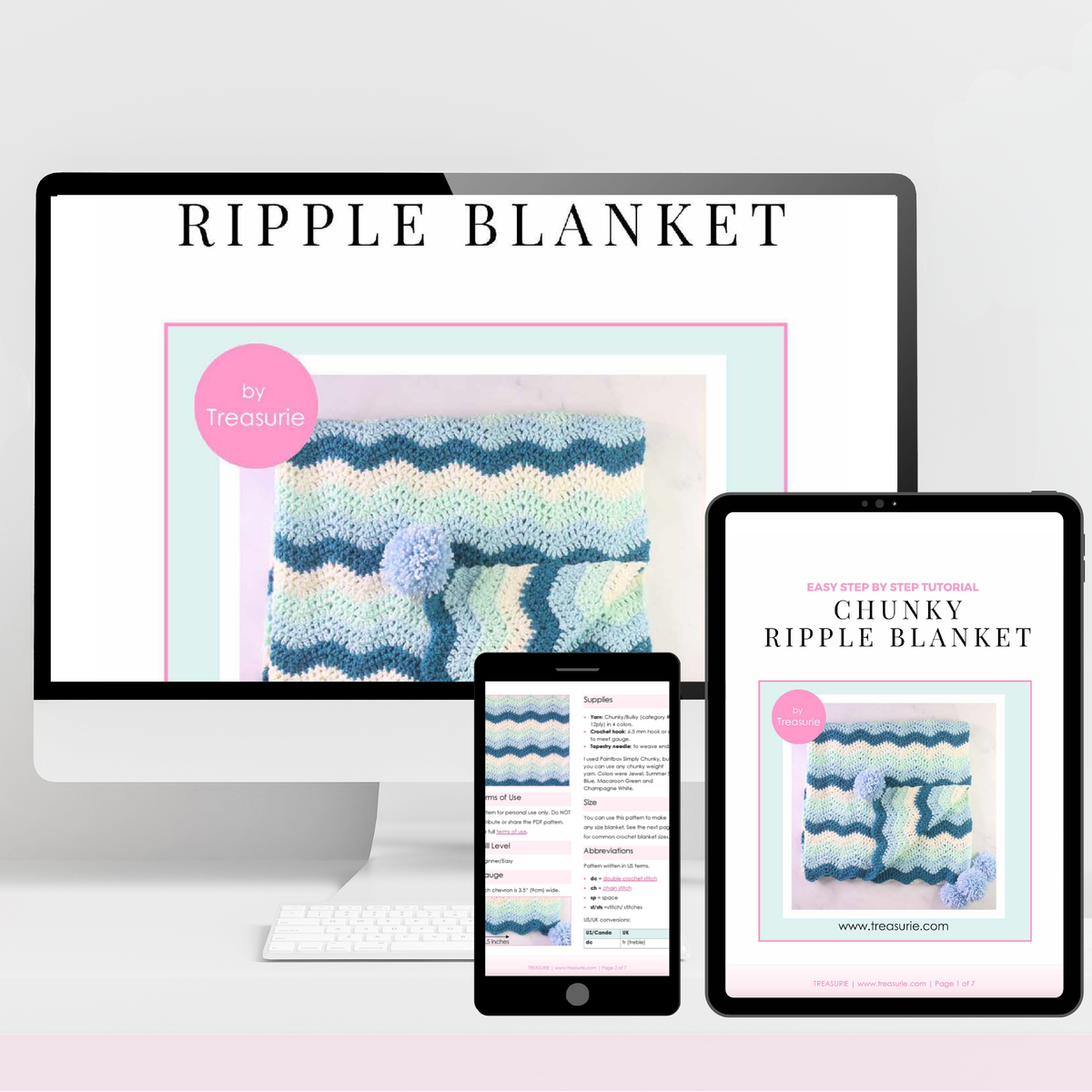 Ripple Blanket Crochet Pattern +VIDEO – TREASURIE