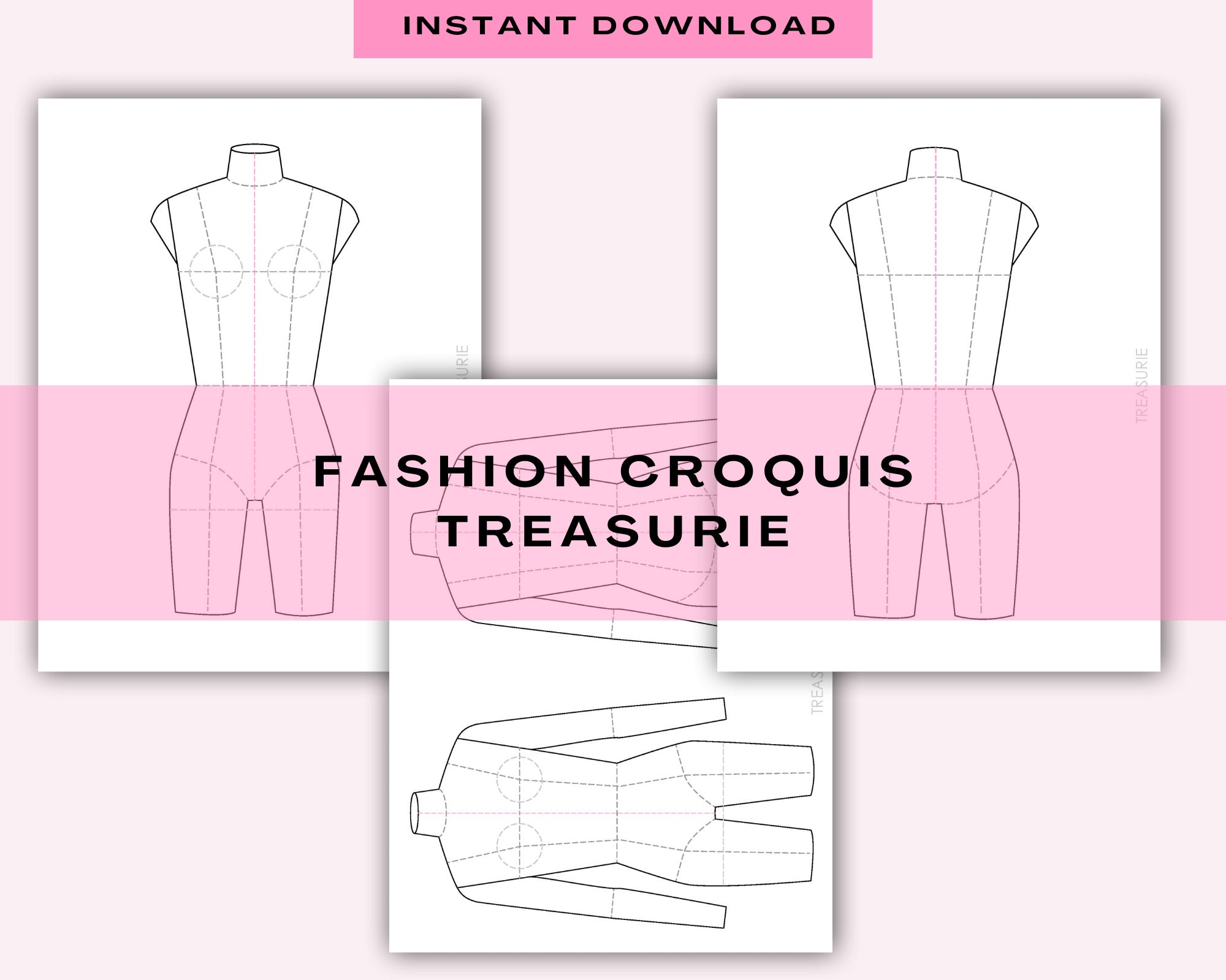 Fashion Flat Female Croquis Template (Digital Download) – TREASURIE