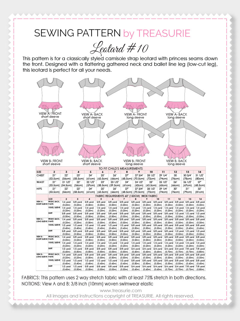 girls leotard pattern