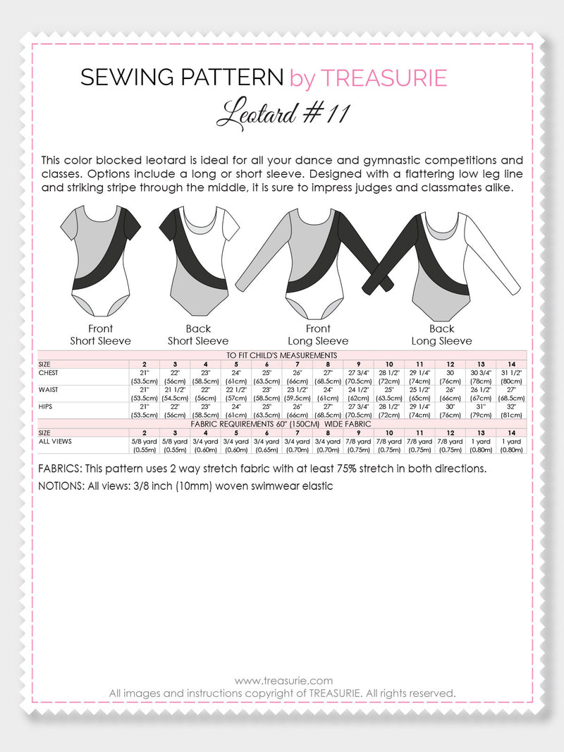 girls leotard pattern