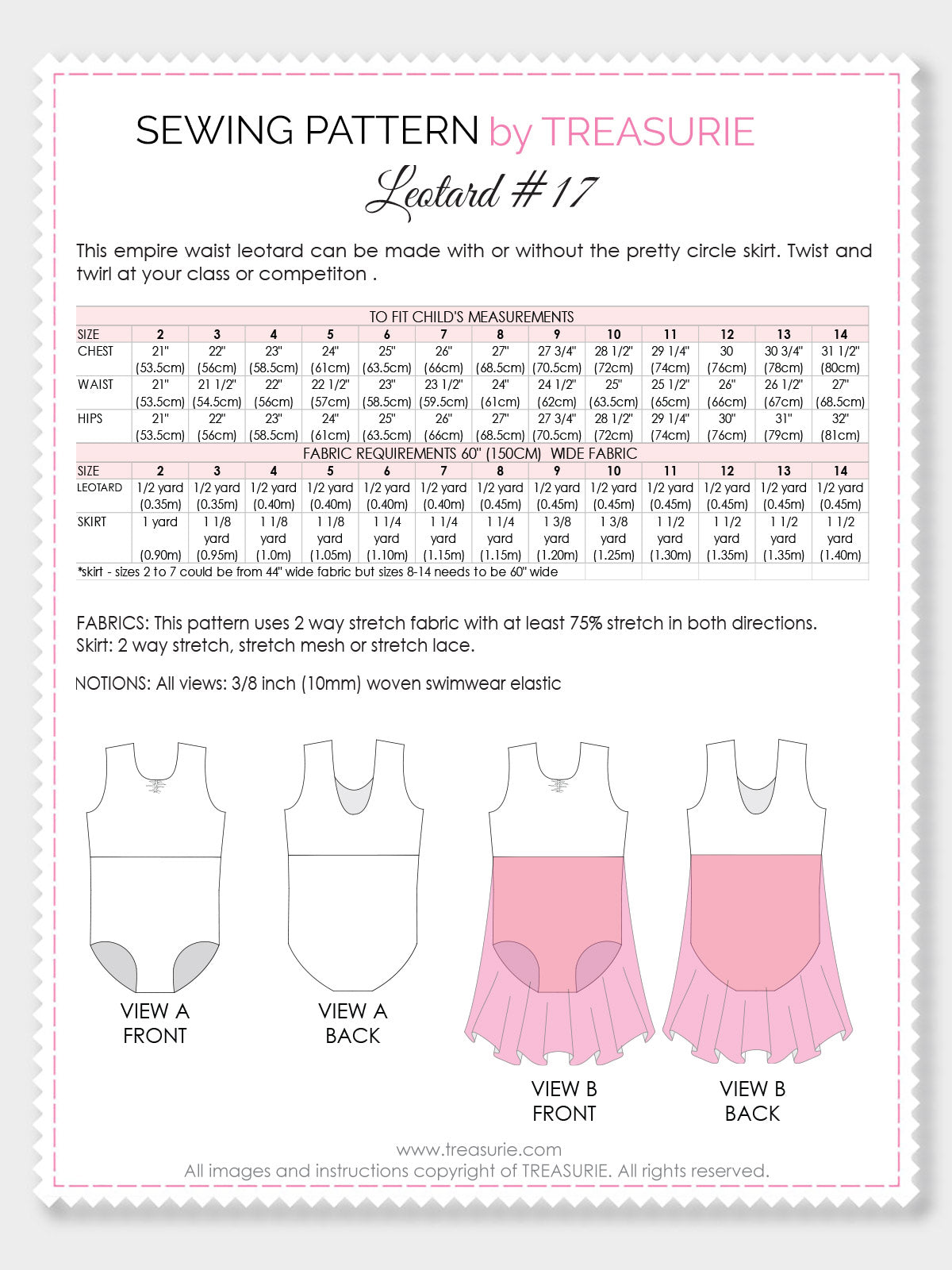 Leotard Patterns Girls LEOTARD 17 L517 TREASURIE leotard-patterns-girls-leotard-17-l517-treasurie