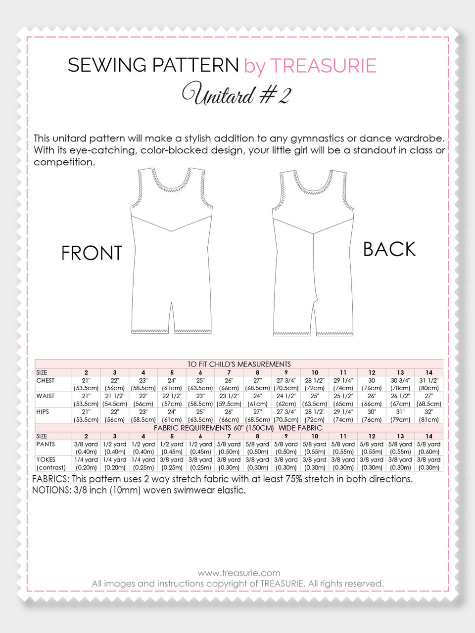 Unitard Patterns - Girls UNITARD#2 (LU02) – TREASURIE