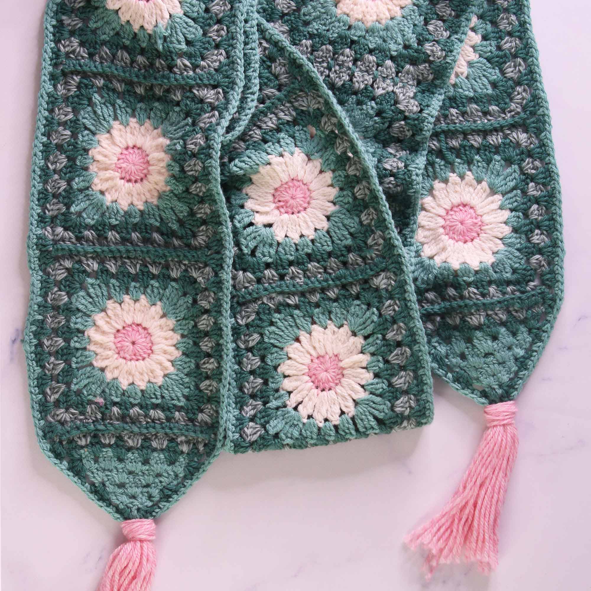 Flower Granny Square Scarf Crochet Pattern – TREASURIE