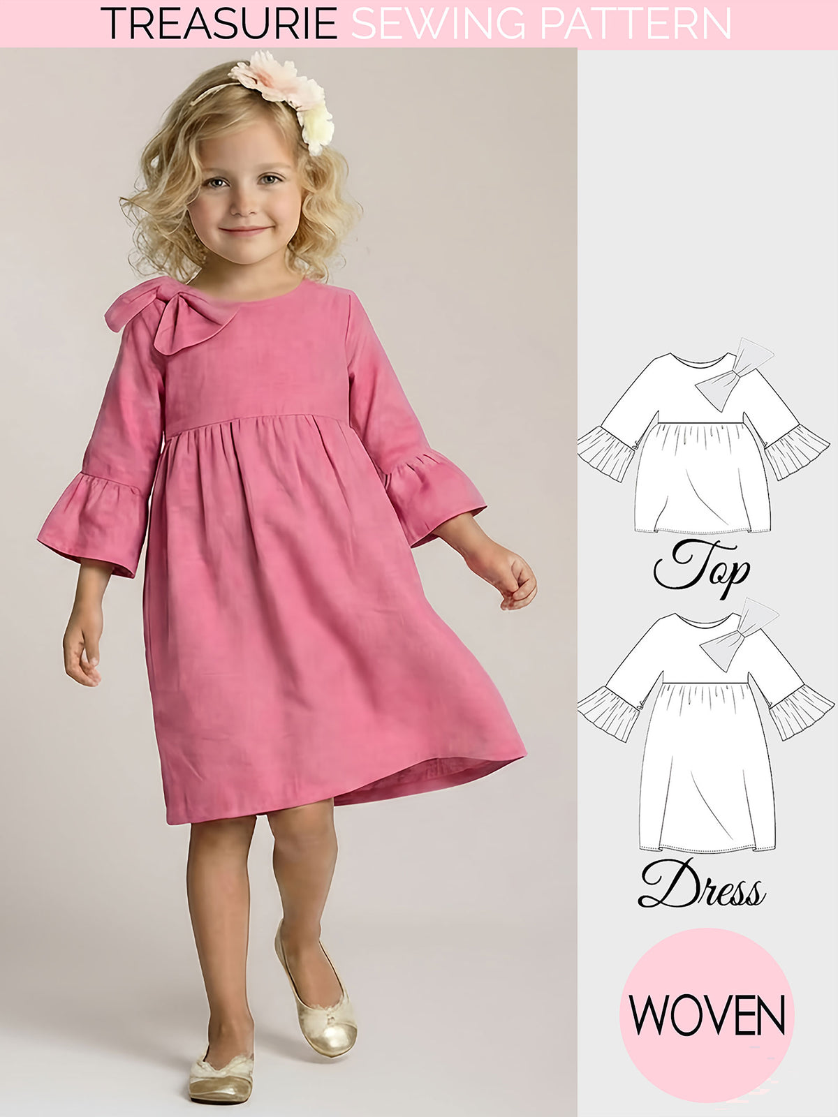 Anke Girls Dress & Top Sewing Pattern TREASURIE Anke Girls Dress & Top Sewing Pattern TREASURIE