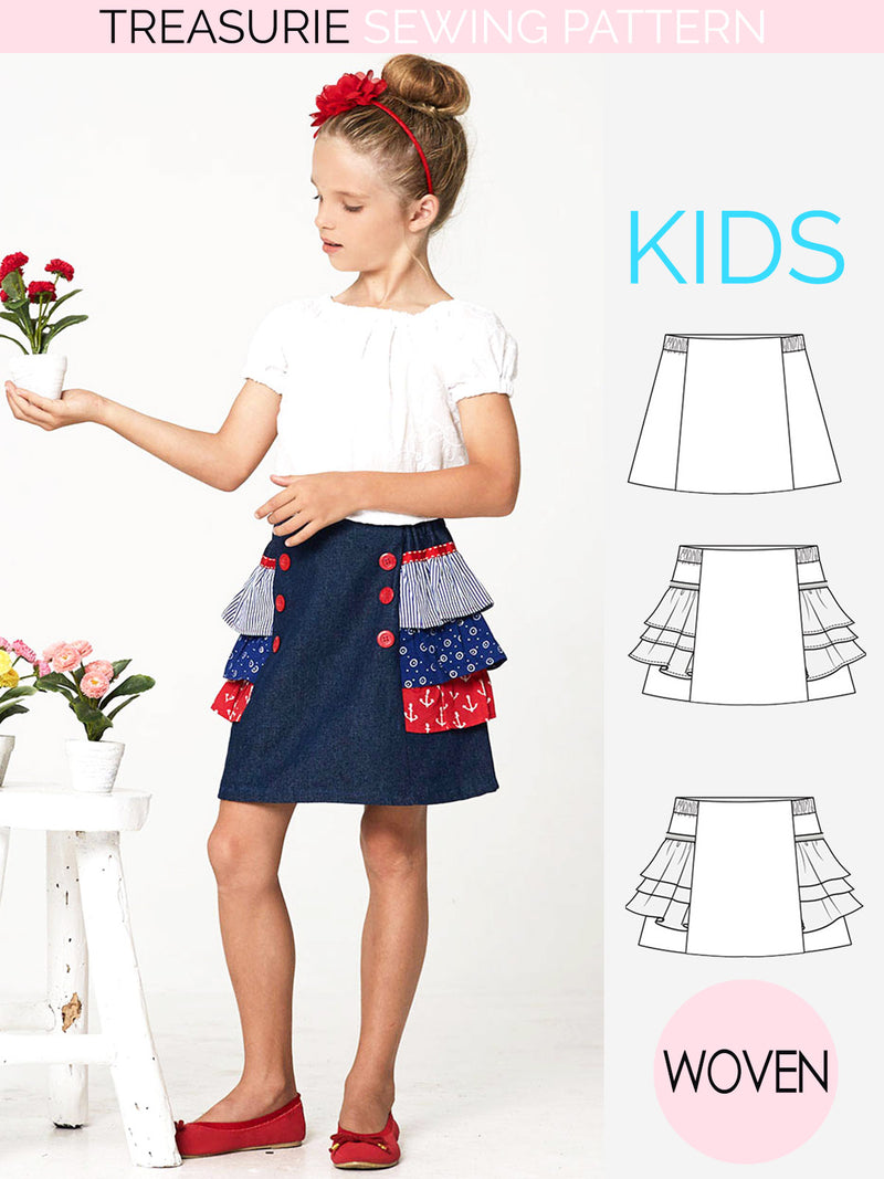 FAMKE - Girls Skirt Sewing Pattern (2-10)