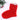 Red crochet Christmas stocking with white trim on a light background