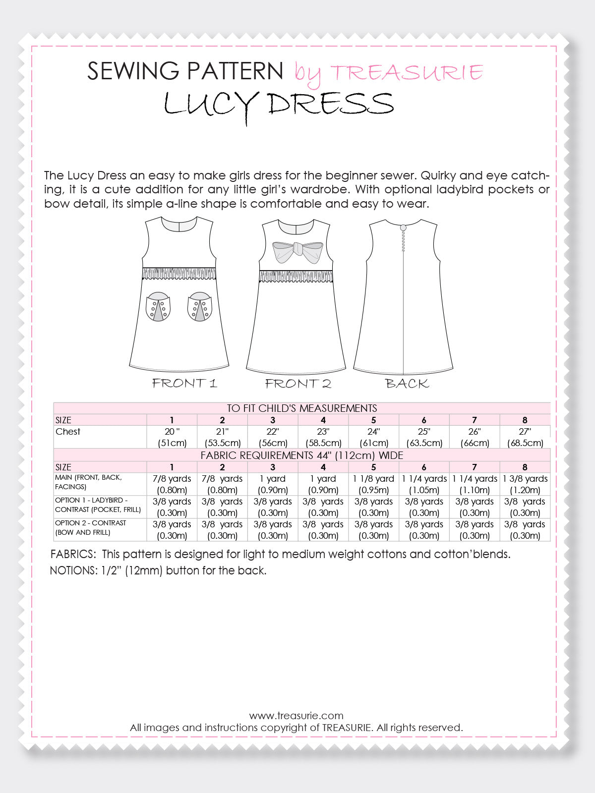 LUCY - Girls Dress Patterns - A-line Dress Patterns TREASURIE LUCY - Girls Dress Patterns - A-line Dress Patterns TREASURIE