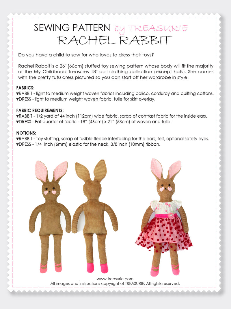 RACHEL - Rabbit Toy Sewing Pattern (T1201)