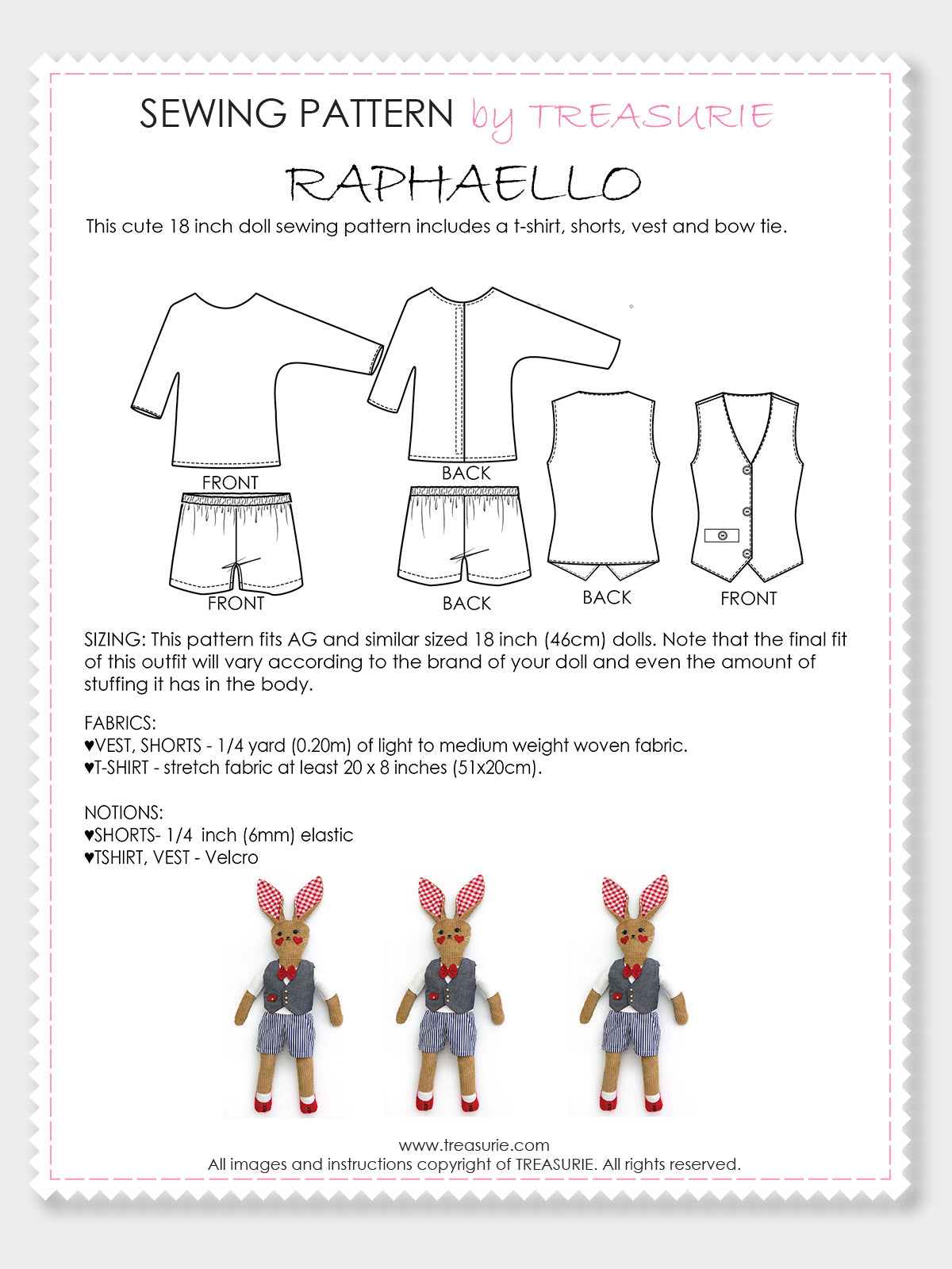 RAPHAELLO - Rabbit Toy Sewing Pattern (T1202)