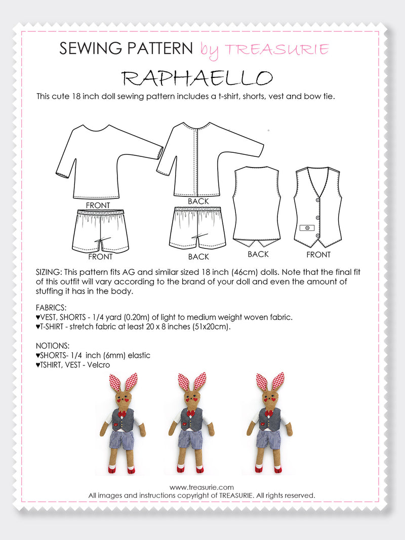 RAPHAELLO - Rabbit Toy Sewing Pattern (T1202)