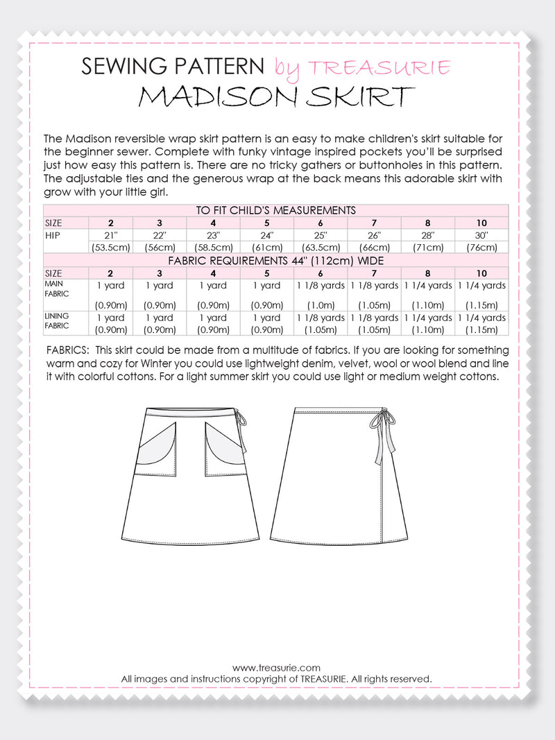 girls wrap skirt sewing pattern