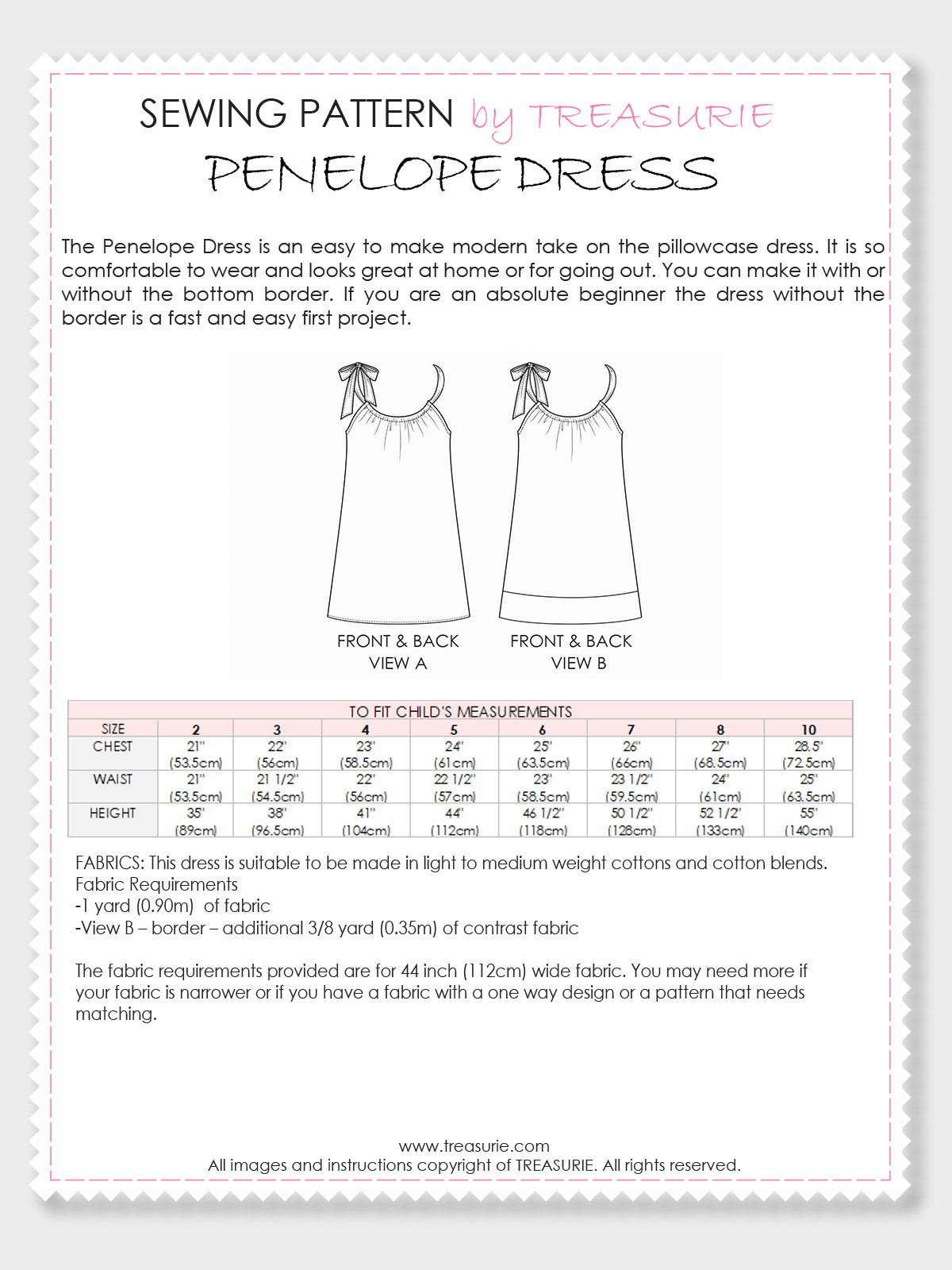 Girls Pillowcase Dress Pattern - PENELOPE TREASURIE Girls Pillowcase Dress Pattern - PENELOPE TREASURIE