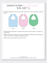 (BIB2) Baby Bib Pattern Basic Set  (0-24M)