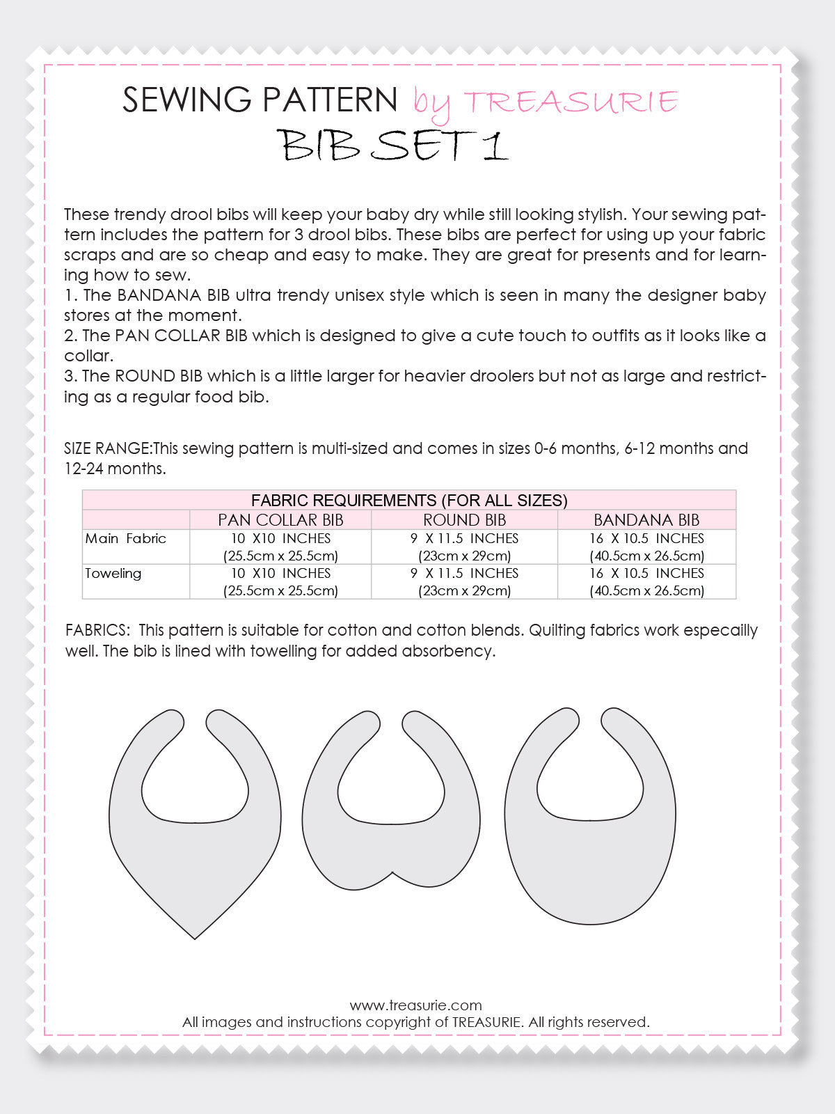 BIB1) Baby Bib Pattern, Bandana Bib (0-24M) – TREASURIE bib1-baby-bib-pattern-bandana-bib-0-24m-treasurie