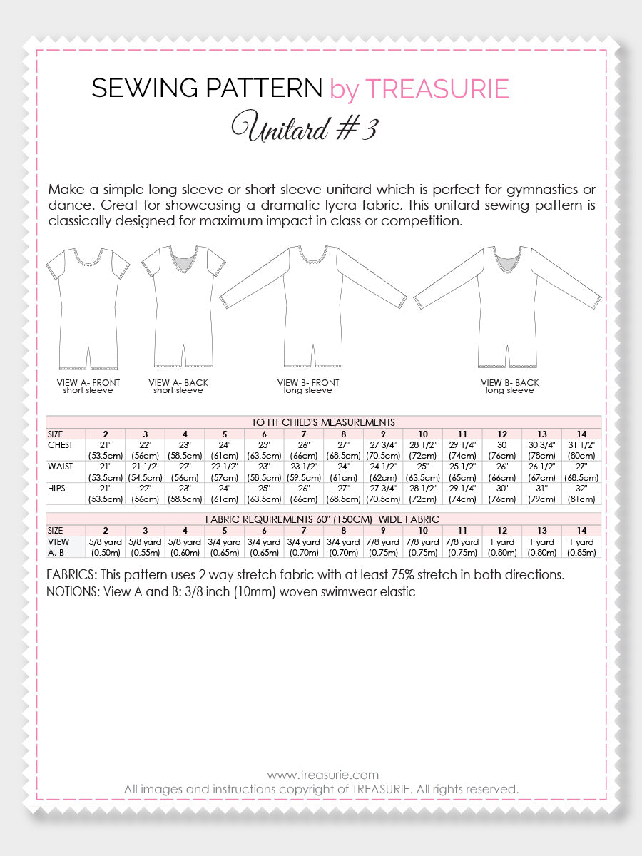Unitard Patterns - Girls UNITARD#3 (LU03) – TREASURIE