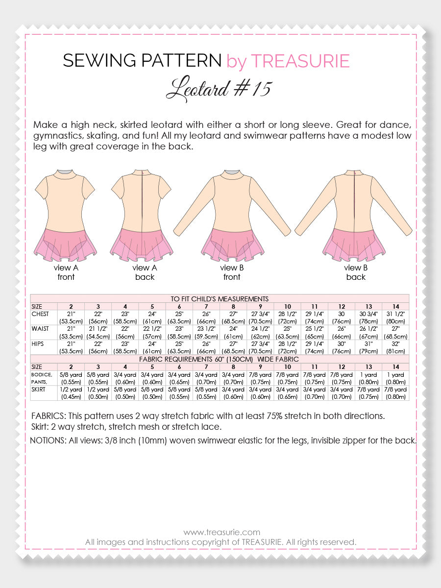 girls leotard pattern with skirt