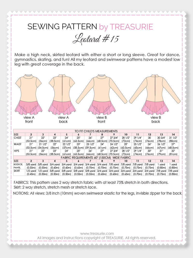 girls leotard pattern with skirt