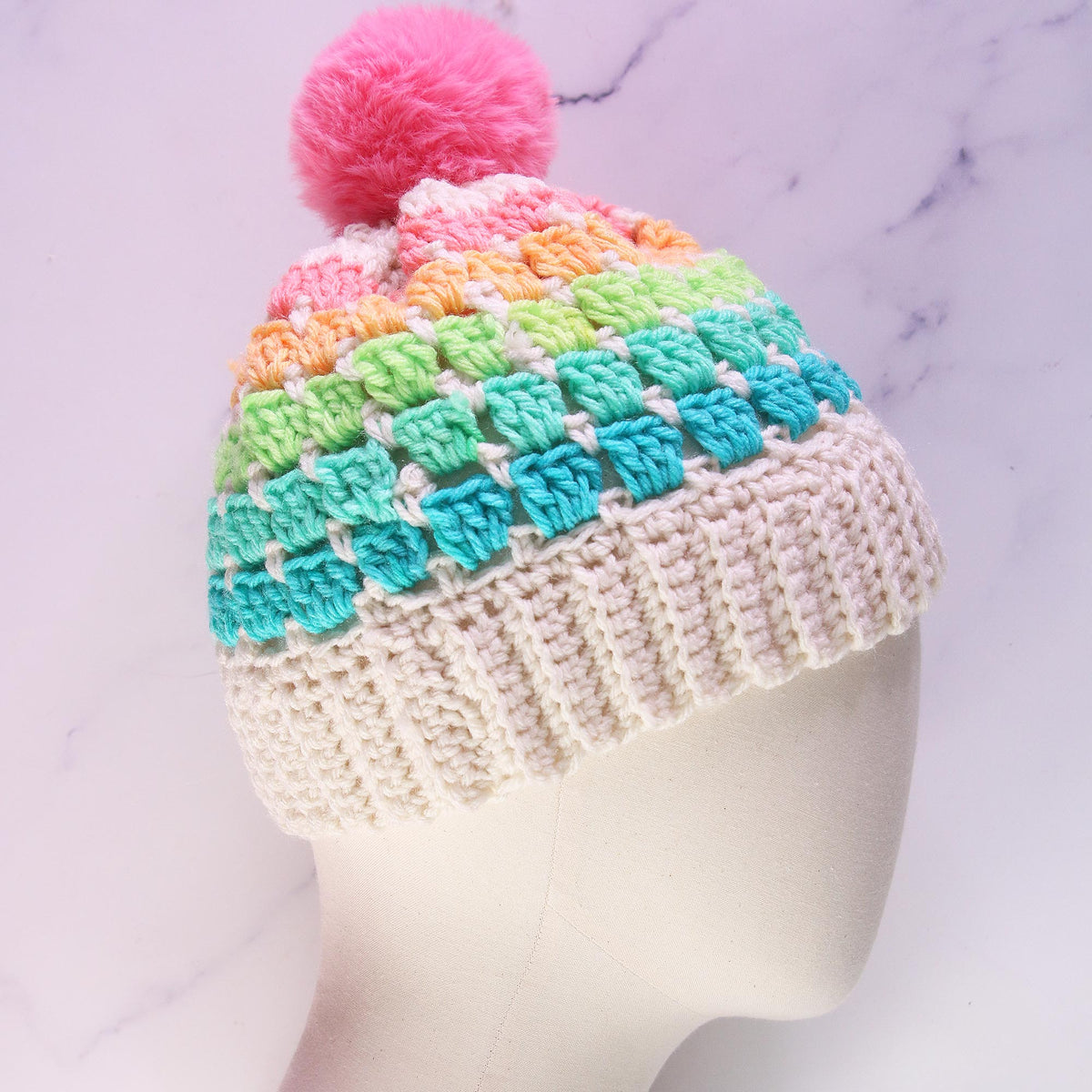 Handmade‎ Crochet Rainbow Beanie Hat Merino Wool Variegated Knit Winter Cap NEW The Sea Star Bay Beanie!! ??? Happy WIP Wednesday  main image 2