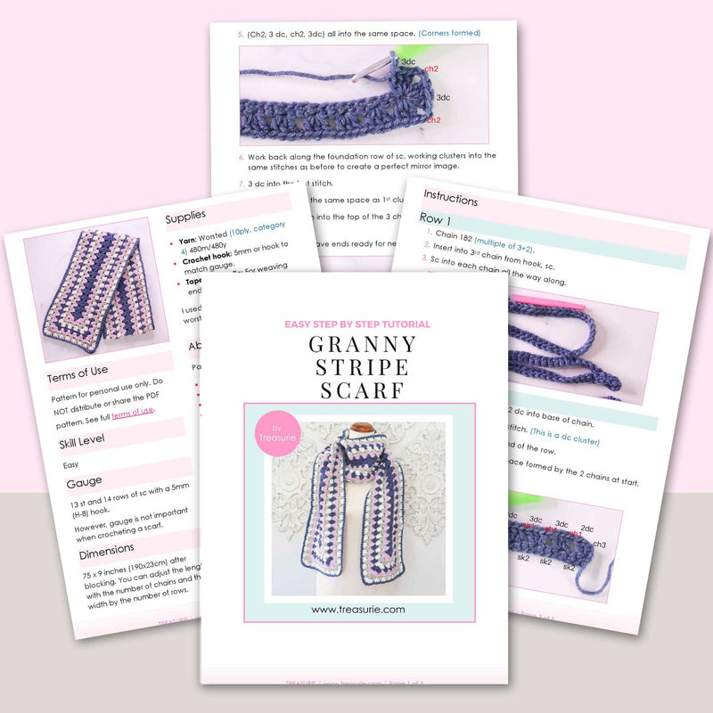 Granny Stripe Scarf Crochet Pattern