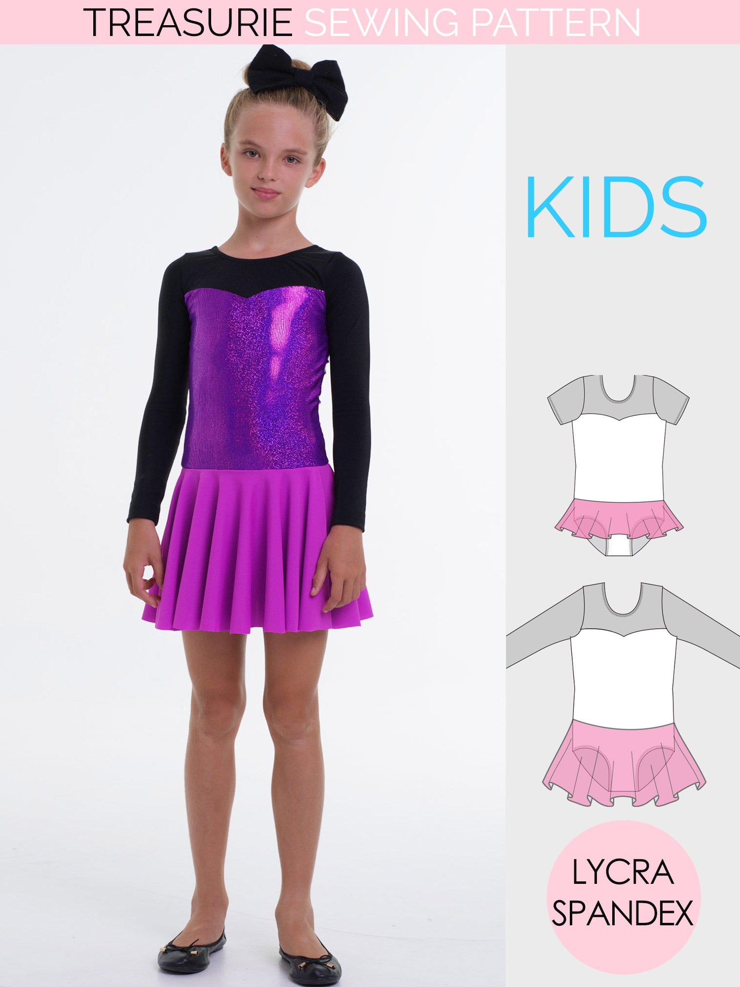 Leotard Patterns - LEOTARD #10 - Girls, Short & Long sleeve (L510 ...