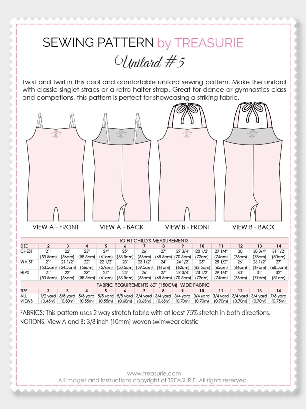 Unitard Patterns - Girls - UNITARD#5 – TREASURIE