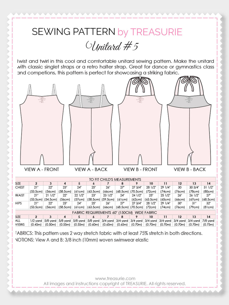 Unitard Patterns - Girls - UNITARD#5 – TREASURIE