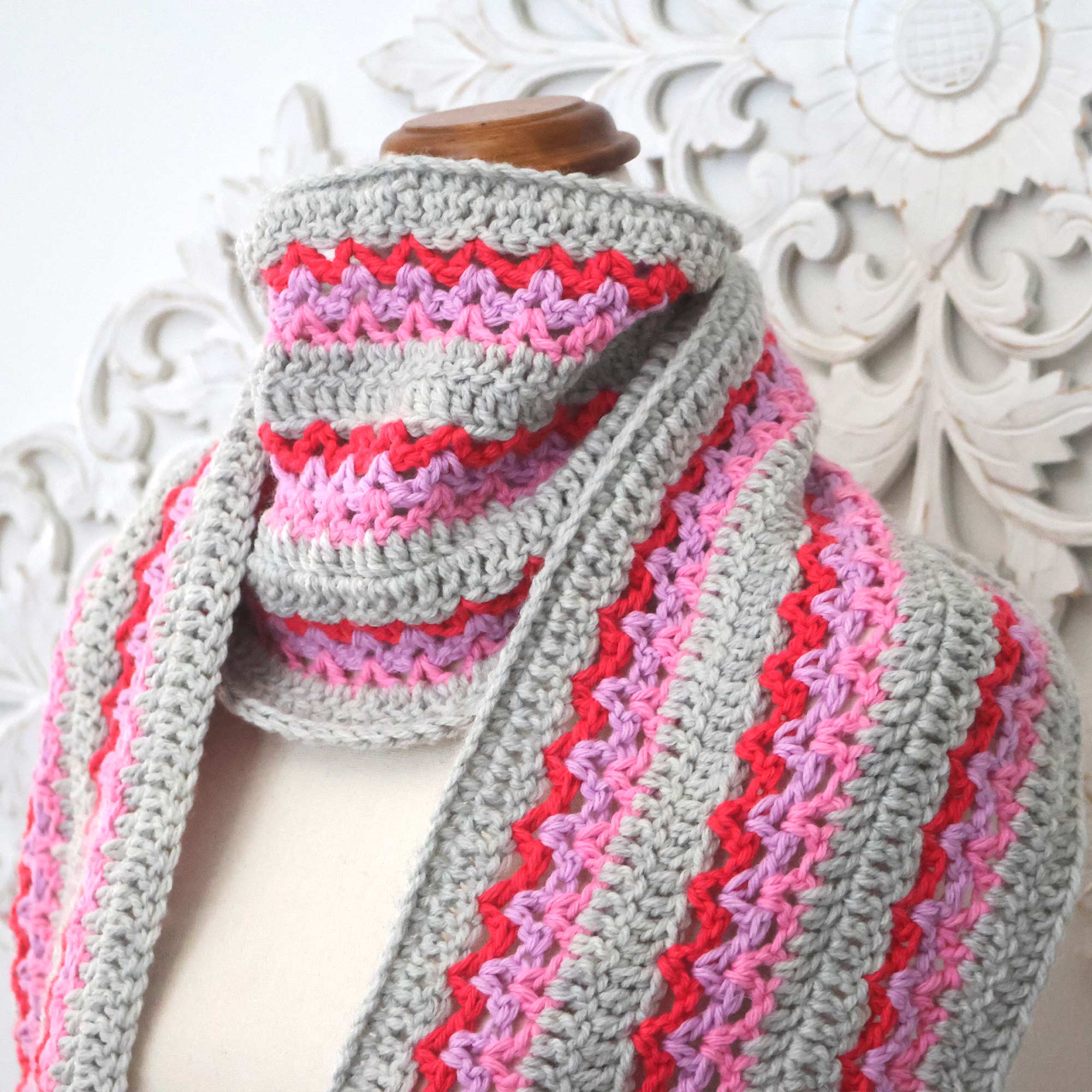 V-Stitch Scarf Crochet Pattern – TREASURIE