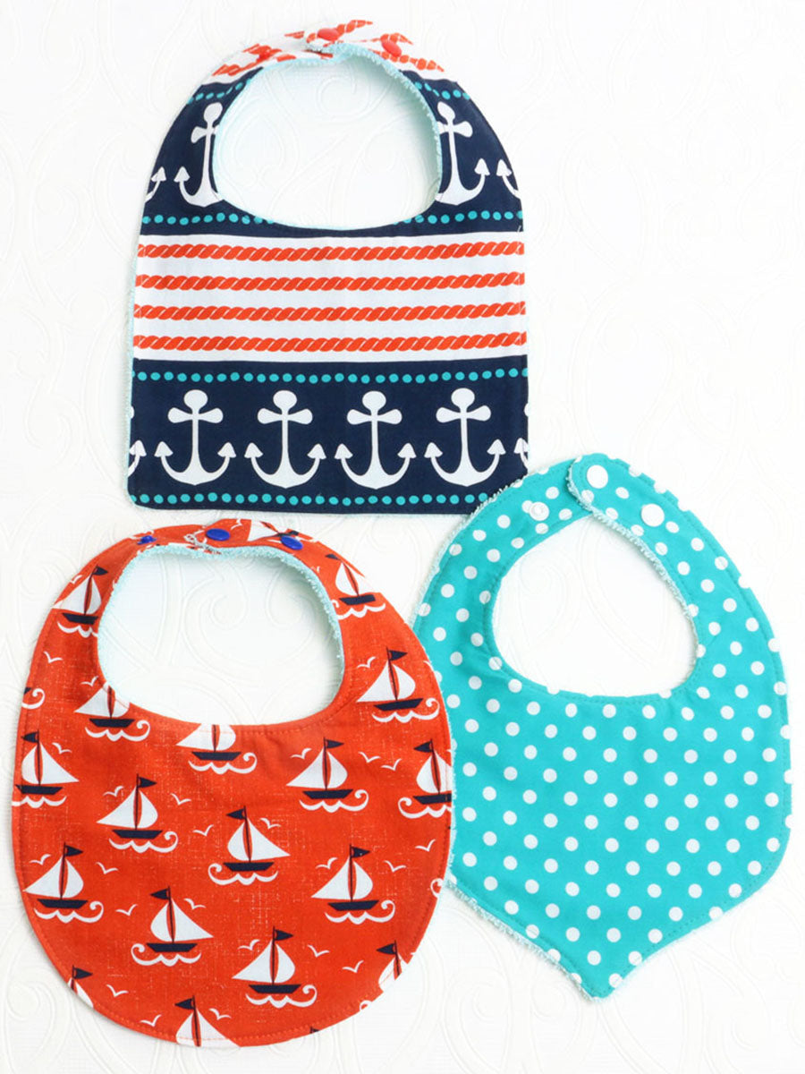 (BIB2) Baby Bib Pattern Basic Set  (0-24M)