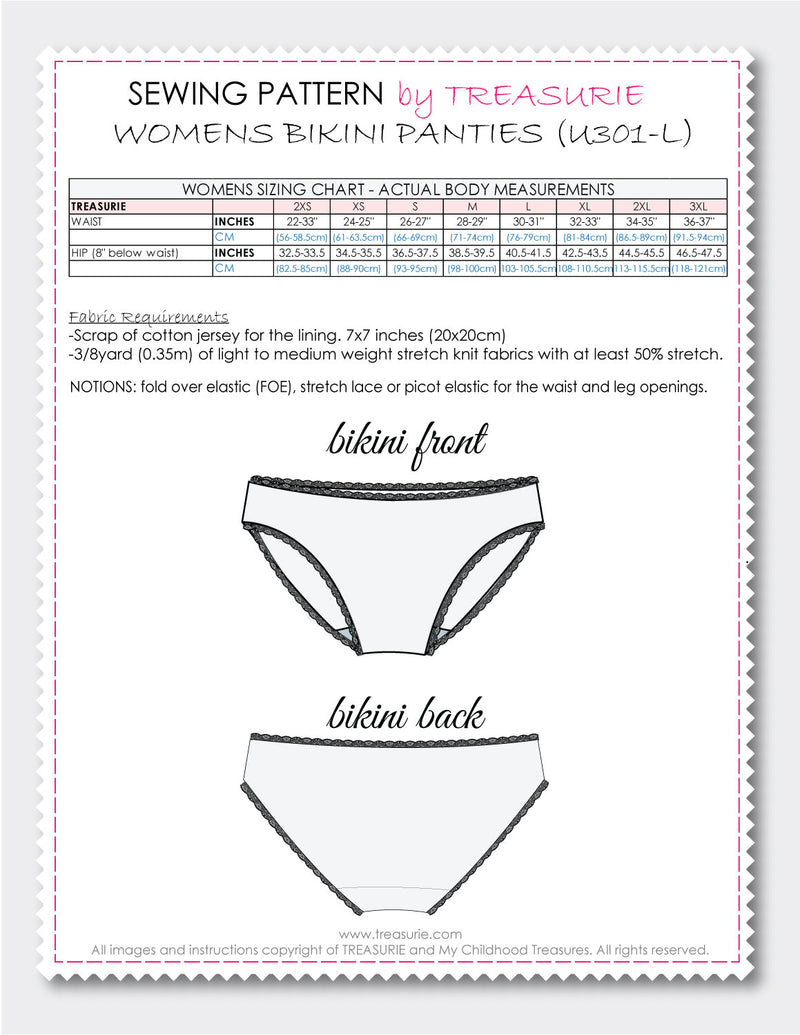 bikini panties pattern, sewing pattern