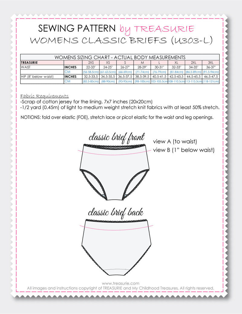 Panties Pattern CLASSIC - Womens (U303-L)