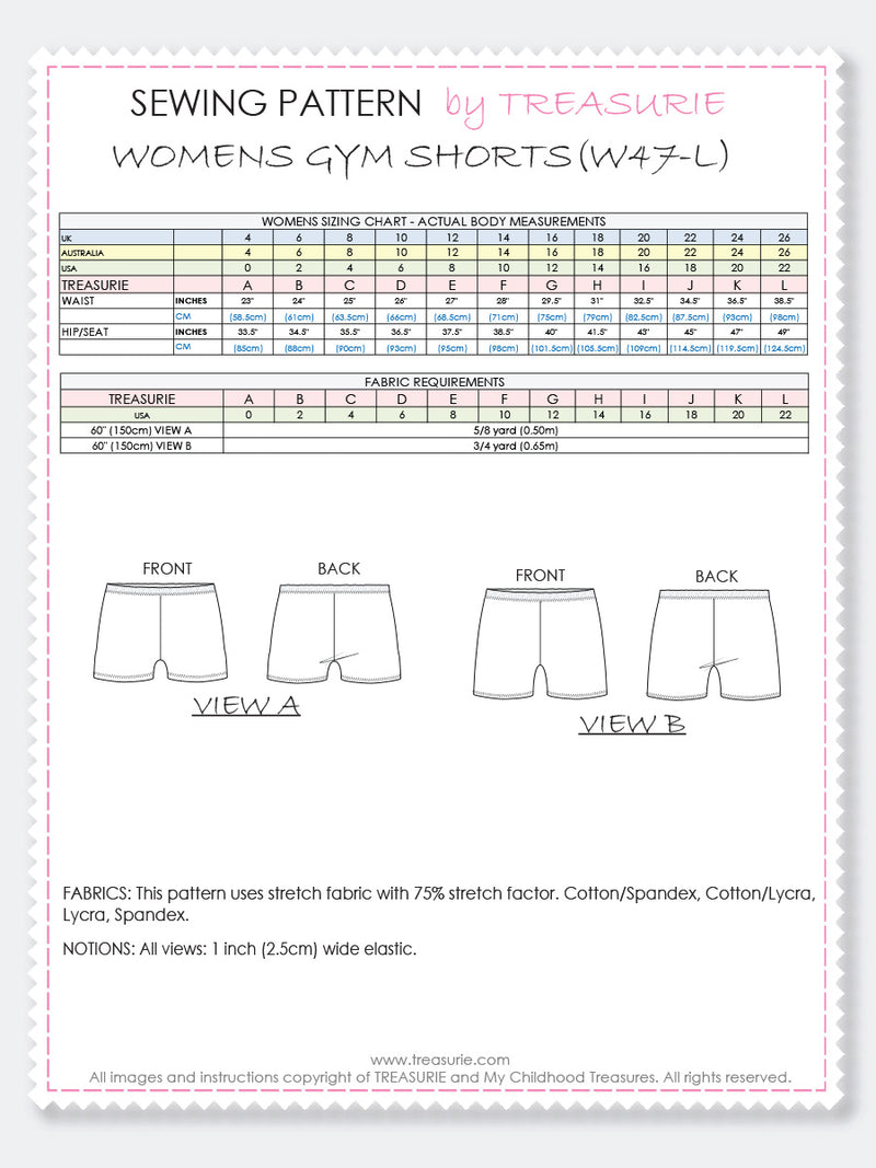 gym shorts pattern