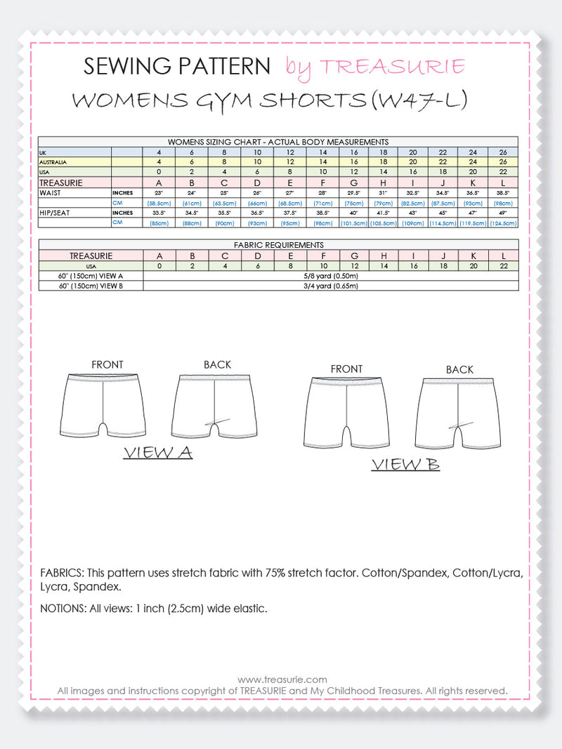 Women's Gym Shorts Pattern – TREASURIE