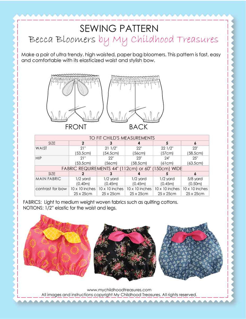 BECCA - High Waist Bloomers (0-24M)(2-6T)