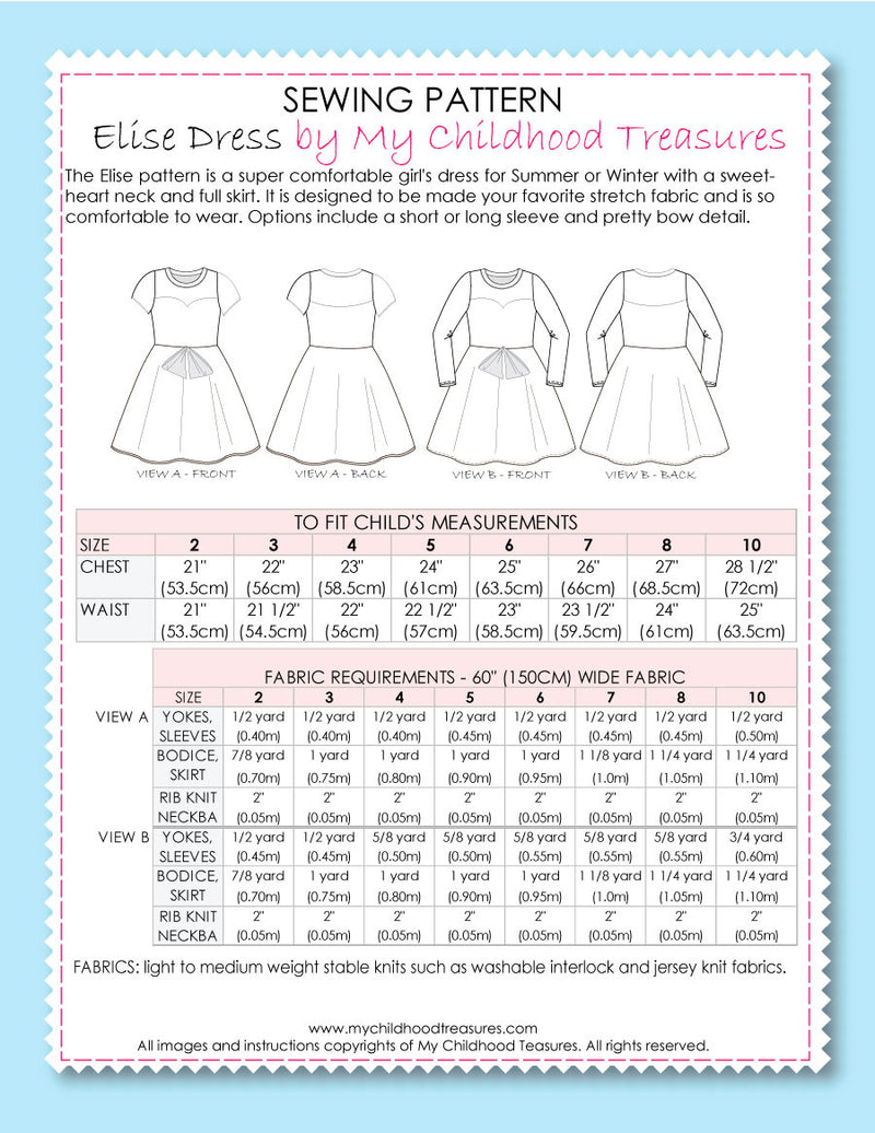 girls dress sewing pattern, tween dress sewing pattern, Elise