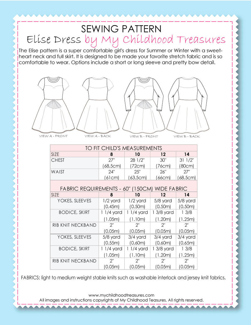 girls dress sewing pattern, tween dress sewing pattern, Elise