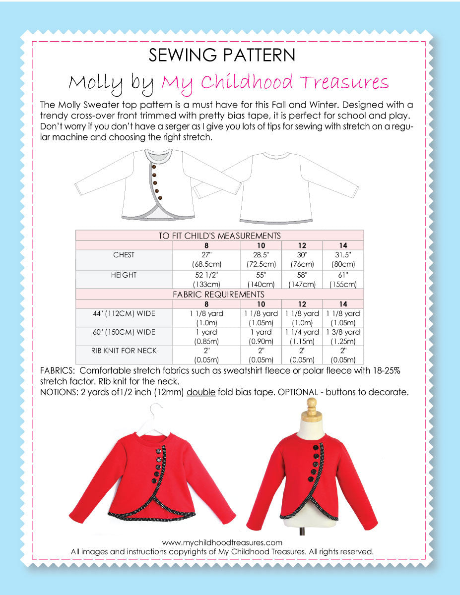 MOLLY - Girls Sweater Sewing Pattern - Stretch