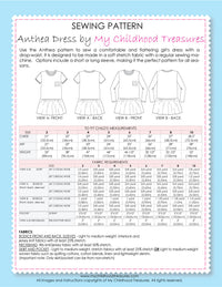 ANTHEA - Girls Dress Patterns (2-10)(8-14)