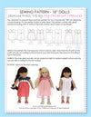 18 inch doll clothes patterns - JASMINE Dress (D1309)