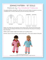 18 inch doll clothes patterns - PAJAMAS (D1314)