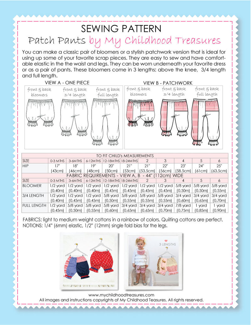 PANTS Pattern - PATCHWORK (0-6T)