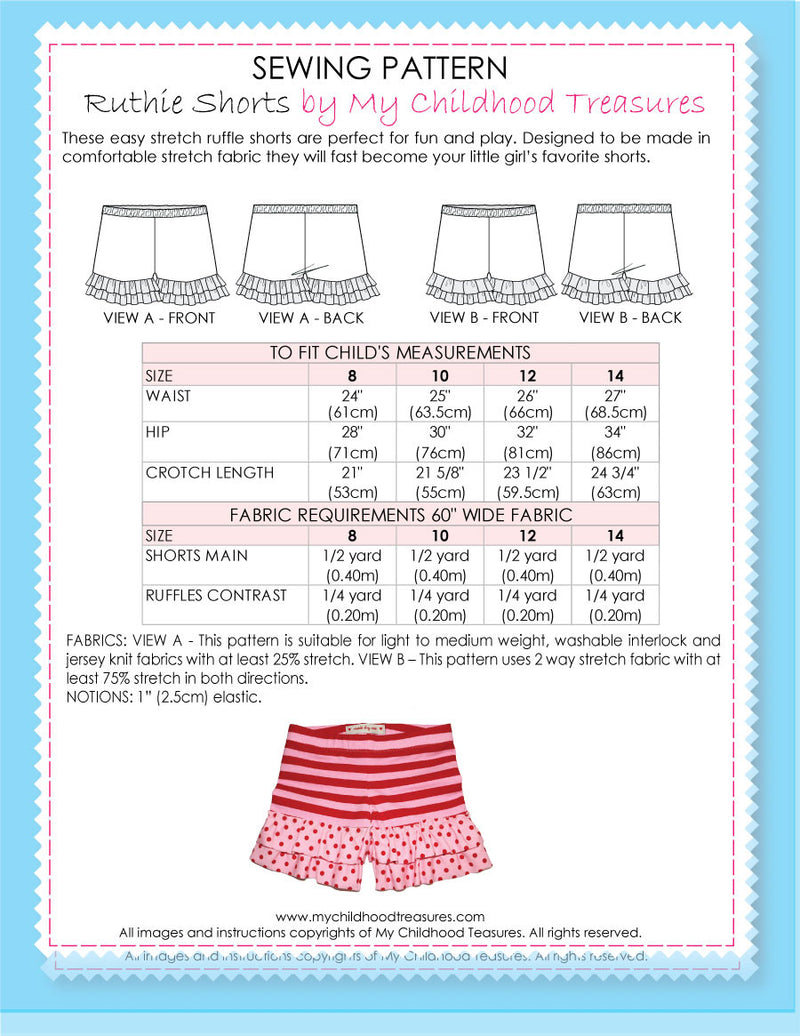 Ruthie stretch shorts pattern by MCT