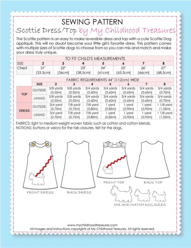 SCOTTIE - GIRLS Reversible Dress & Top Pattern