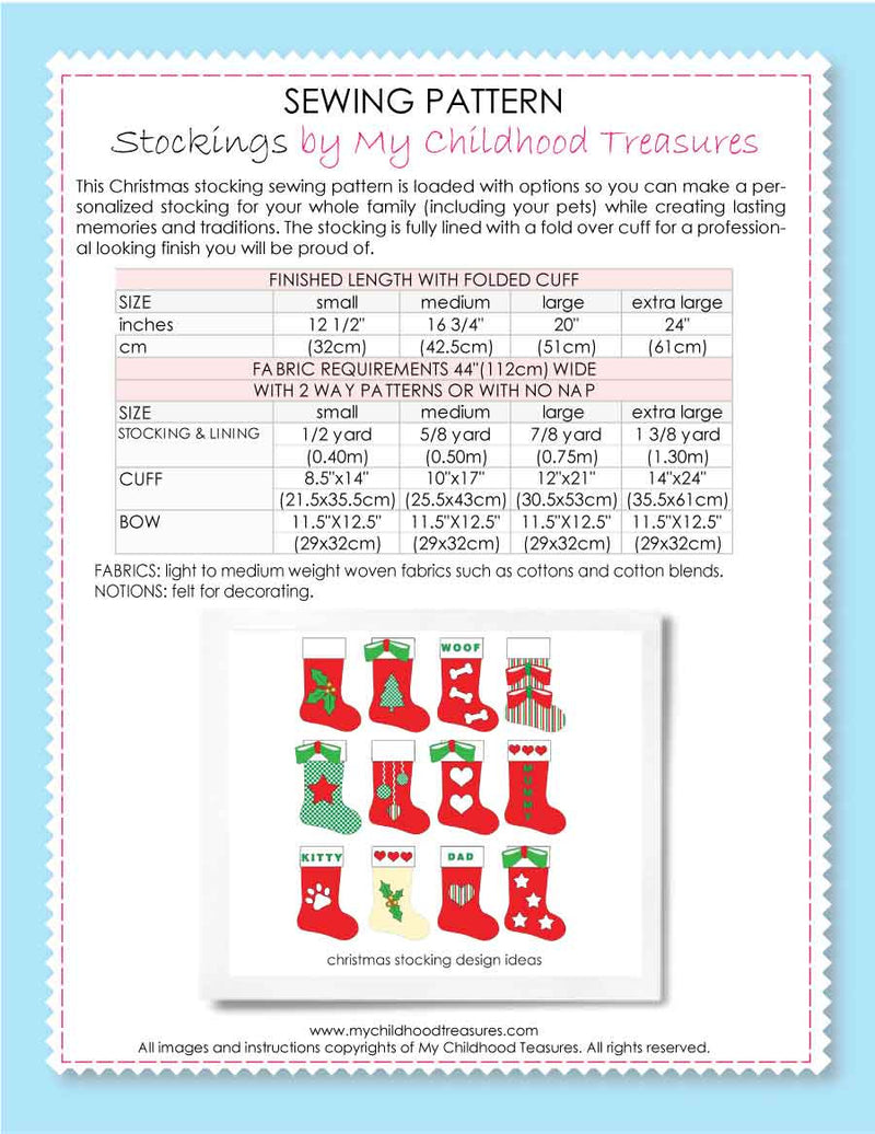 Christmas Stocking Sewing Pattern – TREASURIE